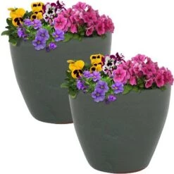 Deals 🛒 Sunnydaze Decor Sunnydaze Resort Outdoor/Indoor High-Fired Glazed UV- and Frost-Resistant Ceramic Flower Pot Planter with Drainage Holes - 8" Diameter - Gray - 2-Pack 🎁 -Planters Sales Store unnamed file 4046