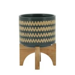 Top 10 🌟 Sagebrook Home Zig-Zag Ceramic Planter with Stand White 🔥