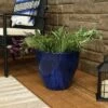 Cheap 🎁 Sunnydaze Decor Sunnydaze Resort Outdoor/Indoor High-Fired Glazed UV and Frost-Resistant Ceramic Flower Pot Planter with Drainage Holes - 13" Diameter - Imperial Blue 🧨