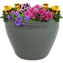 Hot Sale 😉 Sunnydaze Decor Sunnydaze Chalet Outdoor/Indoor High-Fired Glazed UV- and Frost-Resistant Ceramic Flower Planter with Drainage Holes - 15" Diameter - Gray - 2-Pack 🤩 -Planters Sales Store unnamed file 4118