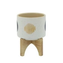 Budget 👏 Sagebrook Home Funky Ceramic Planter with Stand White ✨ -Planters Sales Store unnamed file 4120