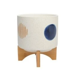 Budget 👏 Sagebrook Home Funky Ceramic Planter with Stand White ✨ -Planters Sales Store unnamed file 4122