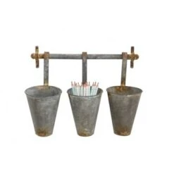 Cheap 🔔 Metal Wall Rack with 3 Tin Pots - 3R Studios 👍