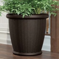 Cheap 😍 Suncast Willow 22" Diameter Resin Decorative Wicker Patio Planter Pot (4 Pack) 👍 -Planters Sales Store unnamed file 4131