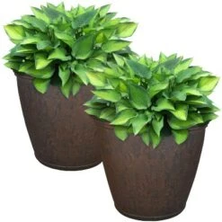 Best deal 🛒 Sunnydaze Decor Sunnydaze Indoor/Outdoor Patio, Garden, or Porch Weather-Resistant Double-Walled Anjelica Flower Pot Planter - 16" - Rust Finish - 2pk 💯 -Planters Sales Store unnamed file 4135