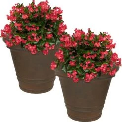 Wholesale ❤️ Sunnydaze Decor Sunnydaze Indoor/Outdoor Patio, Garden, or Porch Weather-Resistant Double-Walled Crozier Flower Pot Planter - 16" - Rust Finish - 2pk 😍 -Planters Sales Store unnamed file 4145