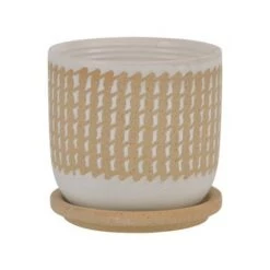 Best Pirce 👏 Wave Planter with Saucer Brown - Sagebrook Home 🌟 -Planters Sales Store unnamed file 4165