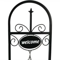 Best reviews of 🛒 Sunnydaze Decor Sunnydaze Indoor/Outdoor Iron Construction Decorative Welcome Sign and Coco Grass Liner Hanging Basket Planter Stand - 48" H - Black ⌛ -Planters Sales Store unnamed file 4177