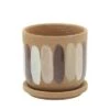 Discount 🔥 Sagebrook Home Stripes Ceramic Planter with Saucer Tan ⌛ -Planters Sales Store unnamed file 4181