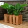 Budget 🥰 Sunnydaze Decor Sunnydaze Outdoor Rectangle Meranti Wood Picket Style Planter Box for Flowers, Herbs, Vegetables and Plants - 24" W - Brown 😀