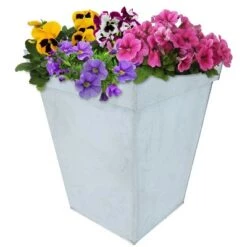 New 🎉 Sunnydaze Decor Sunnydaze Modern Decorative Square Indoor/Outdoor Galvanized Steel Flower Planter - 13.75" Square - Mist 🎉 -Planters Sales Store unnamed file 4192
