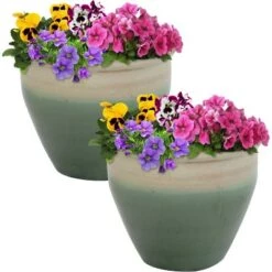 Top 10 🧨 Sunnydaze Decor Sunnydaze Chalet Outdoor/Indoor High-Fired Glazed UV- and Frost-Resistant Ceramic Planter with Drainage Holes - 9" Diameter - Seafoam - 2-Pack ✨ -Planters Sales Store unnamed file 4246
