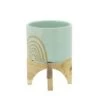New 🤩 Sagebrook Home Arch Ceramic Planter with Stand Mint ⭐