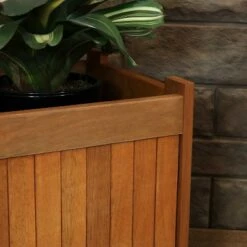 Coupon ⌛ Sunnydaze Decor Sunnydaze Outside Meranti Wood Outdoor Planter Box with Teak Oil Finish for Garden, Porch and Patio - 16" Square ⌛ -Planters Sales Store unnamed file 4275
