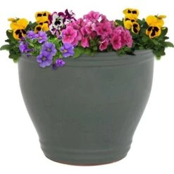 Flash Sale ⭐ Sunnydaze Decor Sunnydaze Studio High-Fired Glazed UV- and Frost-Resistant Outdoor/Indoor Ceramic Flower Pot with Drainage Holes - 15" - Gray ⭐ -Planters Sales Store unnamed file 4286