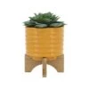 Deals ❤️ Sagebrook Home Textured Ceramic Planter with Stand Orange ✔️