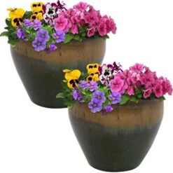 Best deal 🧨 Sunnydaze Decor Sunnydaze Chalet Outdoor/Indoor High-Fired Glazed Frost-Resistant Ceramic Planters with Drainage Holes - 9" Diameter - Forest Lake Green - 2-Pack 🧨 11 Best deal 🧨 Sunnydaze Decor Sunnydaze Chalet Outdoor/Indoor High-Fired Glazed Frost-Resistant Ceramic Planters with Drainage Holes - 9" Diameter - Forest Lake Green - 2-Pack 🧨 -Planters Sales Store unnamed file 4313
