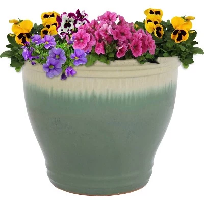 Outlet ๐ Sunnydaze Decor Sunnydaze Studio High-Fired Glazed UV- and Frost-Resistant Outdoor/Indoor Ceramic Flower Pot with Drainage Holes - 15" - Seafoam โค๏ธ 7 Outlet ๐ Sunnydaze Decor Sunnydaze Studio High-Fired Glazed UV- and Frost-Resistant Outdoor/Indoor Ceramic Flower Pot with Drainage Holes - 15" - Seafoam โค๏ธ - Image 5