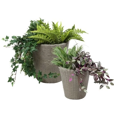 Outlet โ Sunnydaze Decor Sunnydaze Round Indoor Polyrattan Planters with Attached Clear Polypropylene Liner 14.5" Diameter x 15" H and 11.75" Diameter x 12" H - Gray 2-Piece ๐ 7 Outlet โ Sunnydaze Decor Sunnydaze Round Indoor Polyrattan Planters with Attached Clear Polypropylene Liner 14.5" Diameter x 15" H and 11.75" Diameter x 12" H - Gray 2-Piece ๐ - Image 5