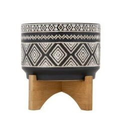 Budget 🧨 7" Diamond Planter on Stand - Sagebrook Home Ivory/black 🤩 -Planters Sales Store unnamed file 4368