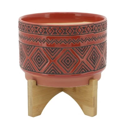 Top 10 ✔️ Sagebrook Home 8" Geometric Ceramic Planter on Stand Red ❤️ 4 Top 10 ✔️ Sagebrook Home 8" Geometric Ceramic Planter on Stand Red ❤️ - Image 2