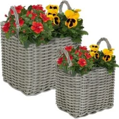 Top 10 🎉 Sunnydaze Decor Sunnydaze Rectangle Polyrattan Basket Planters with Handles and Attached Liner - 11.75" L x 10.5" D and 14.5" L x 13.25" D - Gray - 2-Piece Set ✔️ -Planters Sales Store unnamed file 4398