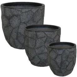 Cheapest 🥰 3pc Homestead Fiber Clay Planter Set - 12", 15", and 17" - Dark Gray - Sunnydaze Decor 😀 -Planters Sales Store unnamed file 4405