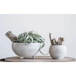 Best reviews of 😍 Small Footed Terracotta Planter with Fluted Texture Distressed Cream - 3R Studios 🎁