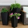 Coupon 😀 Sunnydaze Decorative Square Polyrattan Basket-Style Planters - 9", 11.5", and 14.75" Square - Black - 3-Piece Set ✨ -Planters Sales Store unnamed file 4409