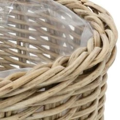 Buy ⭐ Sunnydaze Decorative Round Indoor/Outdoor Polyrattan Basket Flower Planters - 8", 11.75" and 12.75" Diameter - Beige - 3-Piece Set 👏 -Planters Sales Store unnamed file 4416