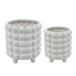 Coupon 🔥 Set of 2 Footed Planter with Bubbles - Sagebrook Home Matte White 🔔 -Planters Sales Store unnamed file 4428