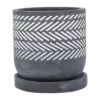 Budget 😍 Sagebrook Home 6" Geometric Herringbone Cement Planter with Saucer Gray ✔️