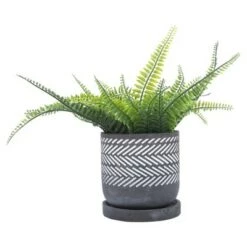 Budget 😍 Sagebrook Home 6" Geometric Herringbone Cement Planter with Saucer Gray ✔️ -Planters Sales Store unnamed file 4449