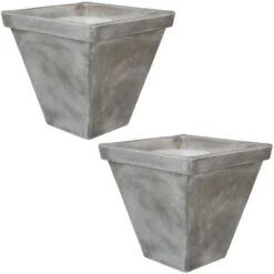 Outlet 🥰 16" Polyresin Hamilton Planter - 2 pk - Gray - Sunnydaze Decor 😉 -Planters Sales Store unnamed file 4454