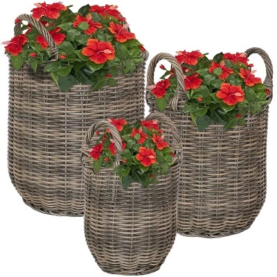 Cheap ๐ Sunnydaze Decorative Round Indoor Polyrattan Basket Flower Planters with Handles - 8.75", 10.5", and 12.75" Diameter - Gray - 3-Piece Set ๐ 6 Cheap ๐ Sunnydaze Decorative Round Indoor Polyrattan Basket Flower Planters with Handles - 8.75", 10.5", and 12.75" Diameter - Gray - 3-Piece Set ๐ - Image 4