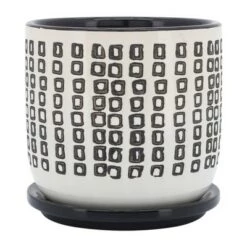 Best Pirce 💯 Sagebrook Home 6" Square Patterned Ceramic Planter with Saucer Olive 🧨 -Planters Sales Store unnamed file 4469