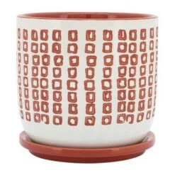 Best Pirce 💯 Sagebrook Home 6" Square Patterned Ceramic Planter with Saucer Olive 🧨 -Planters Sales Store unnamed file 4471