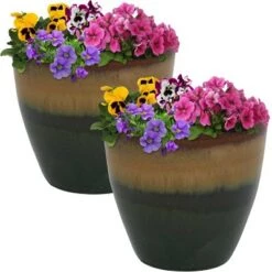 Budget ✨ Sunnydaze Decor Sunnydaze Resort Outdoor/Indoor High-Fired Glazed UV- and Frost-Resistant Ceramic Pots with Drainage Holes - 8" Diameter - Forest Lake Green - 2-Pack 🌟 -Planters Sales Store unnamed file 4476