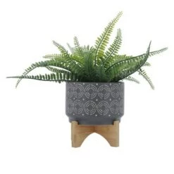 Cheap 🤩 Sagebrook Home 8" Swirl Ceramic Planter with Stand Olive 🌟