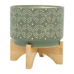 Cheap 🤩 Sagebrook Home 8" Swirl Ceramic Planter with Stand Olive 🌟 -Planters Sales Store unnamed file 4479