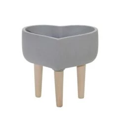 Discount 😀 Ceramic Heart Planter with Wooden Legs Light Gray - Sagebrook Home 🥰 -Planters Sales Store unnamed file 4483