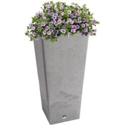 Best deal 🔔 Algreen 17233 Valencia Square Indoor Outdoor 13 x 13 x 28 Inch Recycled Material Resin Decorative Flower Garden Plant Pot Planter, Concrete Gray 🔔