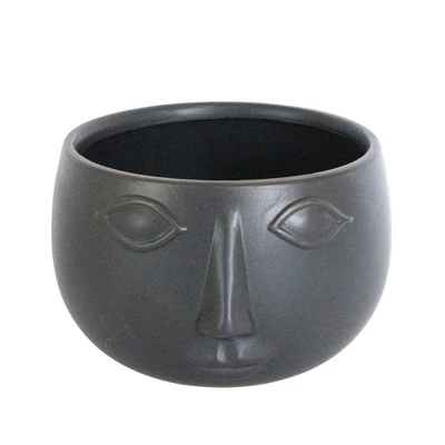 Deals 🌟 7" Ceramic Face Planter - Sagebrook Home Matte Black ⌛ 5 Deals 🌟 7" Ceramic Face Planter - Sagebrook Home Matte Black ⌛ - Image 3