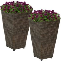 Cheapest ✔️ Sunnydaze Decor Sunnydaze Modern Decorative Standing Square Polyrattan Planter Containers - 20" Tall - Brown - 2-Pack 😀 9 Cheapest ✔️ Sunnydaze Decor Sunnydaze Modern Decorative Standing Square Polyrattan Planter Containers - 20" Tall - Brown - 2-Pack 😀 -Planters Sales Store unnamed file 4565