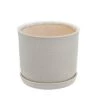 Outlet ⌛ Sagebrook Home Set of 2 Square Dot Ceramic Planters with Saucers Beige 😀