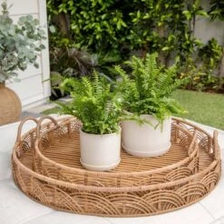 Outlet ⌛ Sagebrook Home Set of 2 Square Dot Ceramic Planters with Saucers Beige 😀 -Planters Sales Store unnamed file 4607