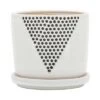 Best Sale 🛒 Sagebrook Home Set of 2 Triangle Dots Ceramic Planters with Saucers White 😉