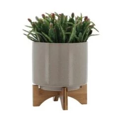 Outlet 😉 Sagebrook Home 9" Ceramic Planter with Wood Stand Beige 🎉 9 Outlet 😉 Sagebrook Home 9" Ceramic Planter with Wood Stand Beige 🎉 -Planters Sales Store unnamed file 4634