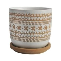 Deals ✨ Daisy Planter with Saucer Brown - Sagebrook Home 🎉 -Planters Sales Store unnamed file 4640