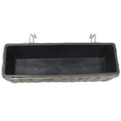 Best deal 🤩 Sunnydaze Decor Sunnydaze Hanging Rectangle Polyrattan Rail Planter with Plastic Liner - 23.5" W x 7.5" D x 6.5" H - Gray ✔️